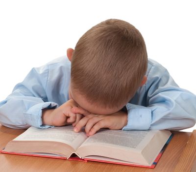 Little child reading education book for school