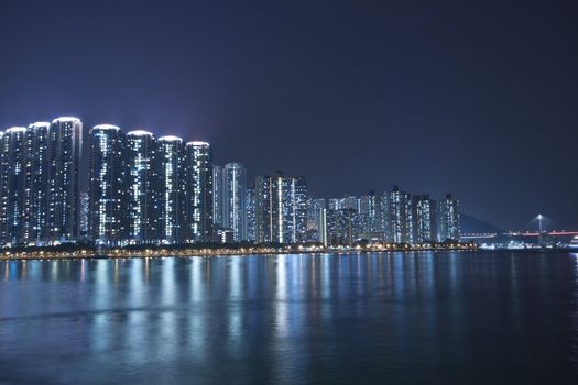 Hong Kong apartment blocks at night