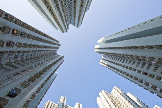 Hong Kong apartment blocks at day