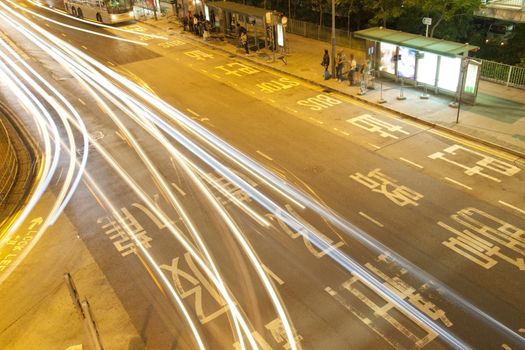 Traffic in city at night