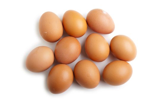 Brown chicken egg food white background isolated