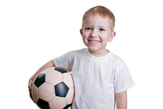 Black white football or soccer sport ball in hand