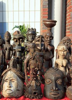 some African masks at a sales exhibition