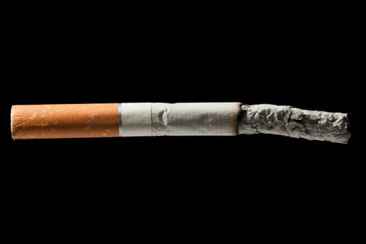 Addiction issue - smoking cigarette black isolated