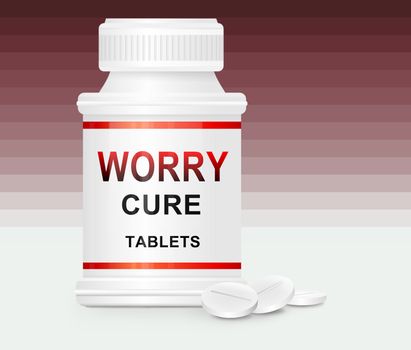 Illustration depicting a single white and red medication container with the words 'confidence boosting pills' on the front with red gradient stripe background and a few tablets in the foreground.