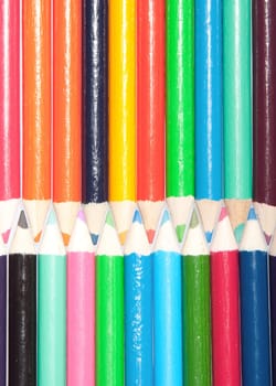 pencils arranged with points interlocking