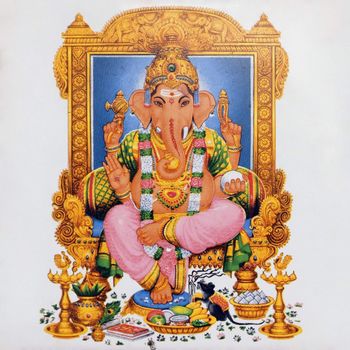 ceramic tile with image of hindu deity Ganesha ( called also :Ganesa Ganesh, Ganapati Vinayaka, Pillaiyar )