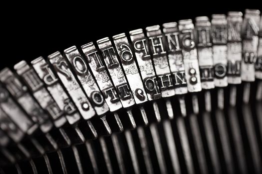 Old text typing typewriter letter typebar isolated