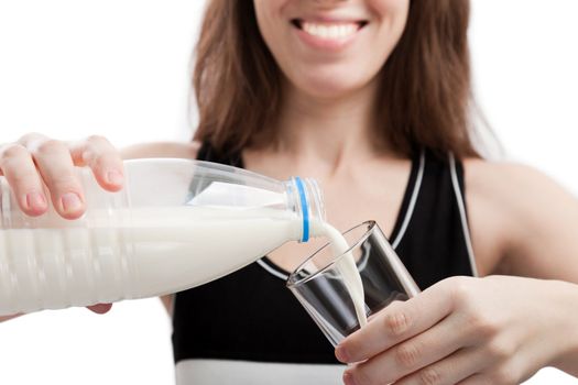 Smiling women drinking healthy lifestyle milk food