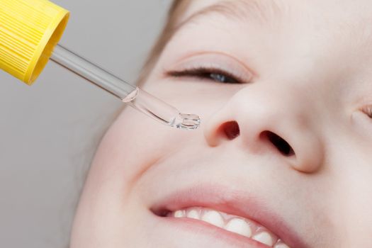 Medicine healthcare nasal dropper applying child