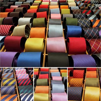colorful silk neck ties collection, collage