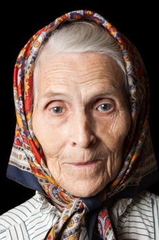 Aging process - very old senior women smiling face