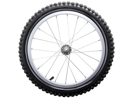 Sport bicycle tire and spoke wheel while isolated
