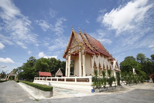 Thai temple and nice blue sky  in northern Thailand.