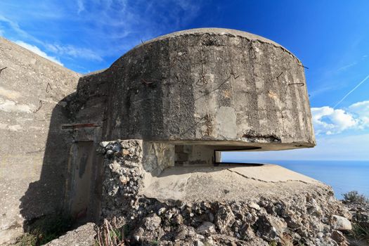 second world war bunker over the sea in Portofino Natural Park, Italy