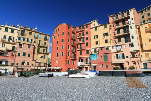 seaside and typical homes in Camogli, Liguria, Italy