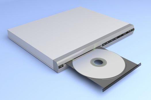 CD player with open tray on blue background