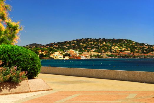 View of Mediterranean coast of French Riviera