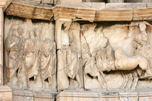 Philopappos Monument detail southwest of the Acropolis, is the tomb of Caius Julius Antiochos Philopappos landmarks of athens greece