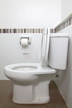 Interior of Toilet seat and tissue paper in bathroom