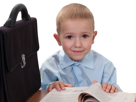 Little child reading education book for school