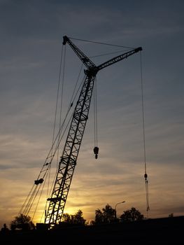 Tower crane with steel hook building metal construction