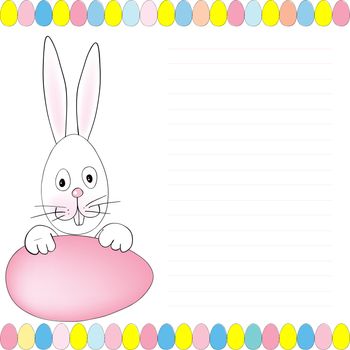 Easter illustration with rabbit and eggs for notebook cover or greetings card