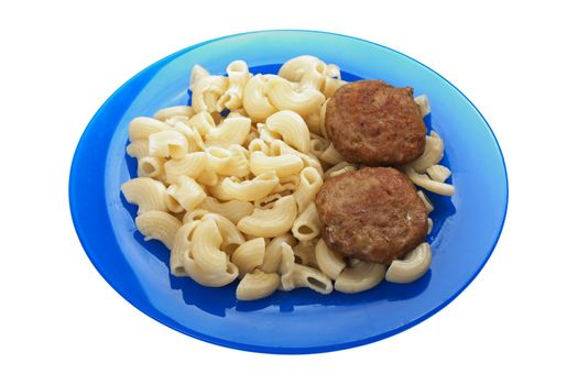 Meat food - fried cutlet macaroni for dinner meal