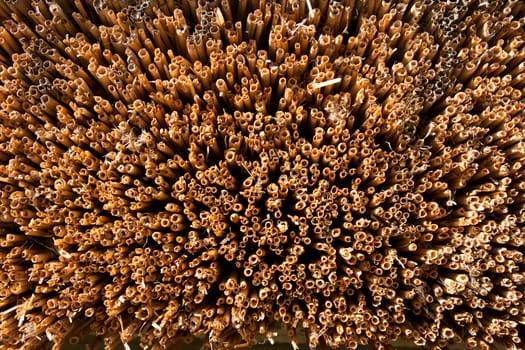 close up texture of straw roof