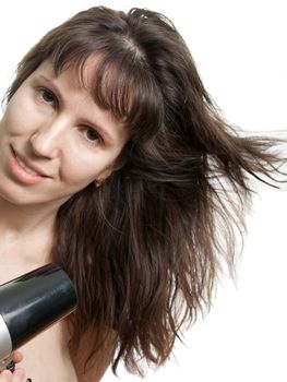 Human fashion - hair dryer in beauty women hand