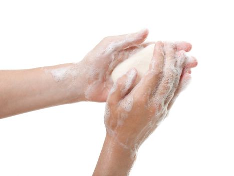 Hygiene soap bar washing or cleaning human hand