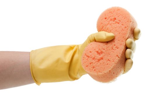 Cleaning sponge in housework hand protective glove