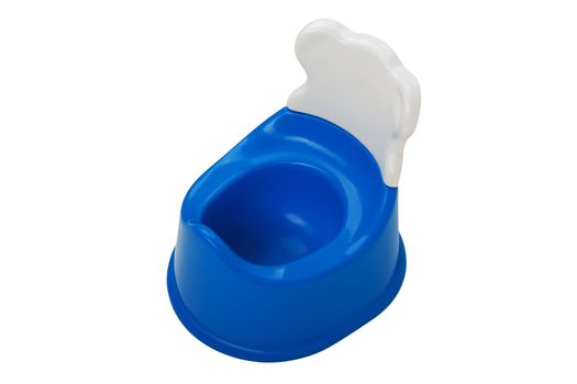 Little baby child blue urinating toilet potty pan