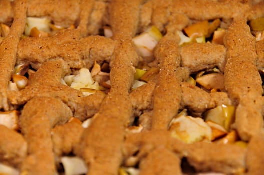 home apple pie, close up, just out of the oven