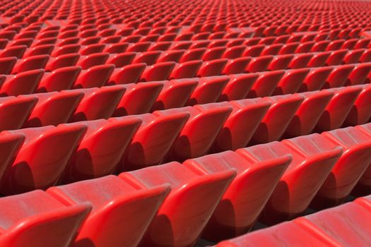 Empty soccer sport stadium bleacher seat chair row