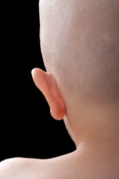 Little human child one listening silence ear macro