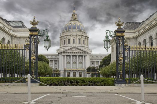 Stormy Sky over San Francisco City Hall  Civic Center Historic District in California