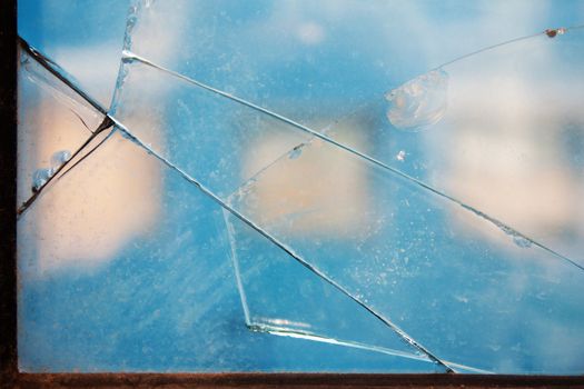 Accident cracked damaged broken house window glass