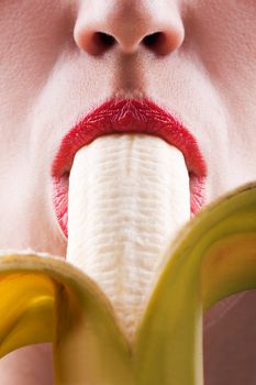 Sex symbol women sucking eating banana fruit food