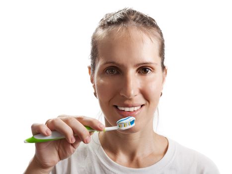 Women and dental hygiene toothbrush brushing teeth