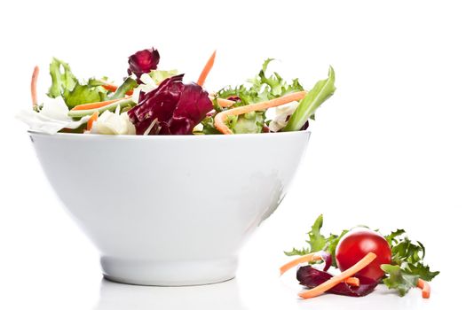 mixed salad on a bowl - withe background