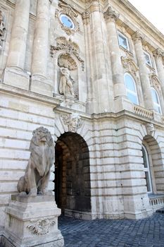 details of Buda Castle in Budapest, Hungary