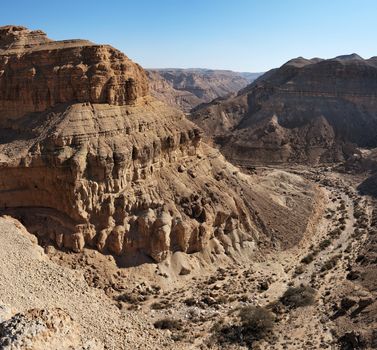 Desert canyon  Ein Yarkeam in Negev desert, Israel