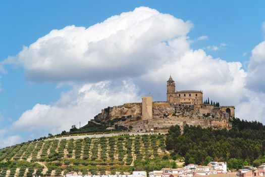 Medieval La Mota castle on the hill above Alcala la Real town in Andalusia, Spain