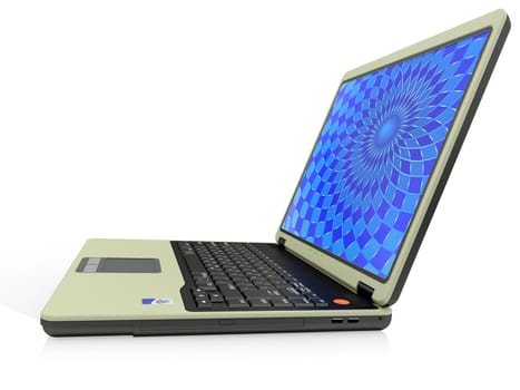 Portable computer laptop c a background on the screen