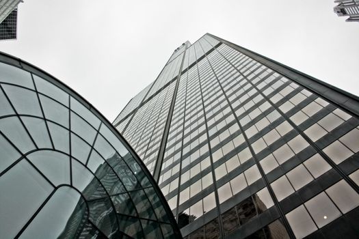 Looking up from the bottom of Chicago's famous skyline Willis Tower