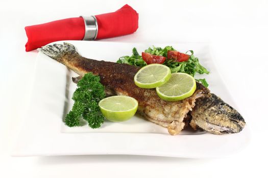 roasted trout miller with parsley salad with