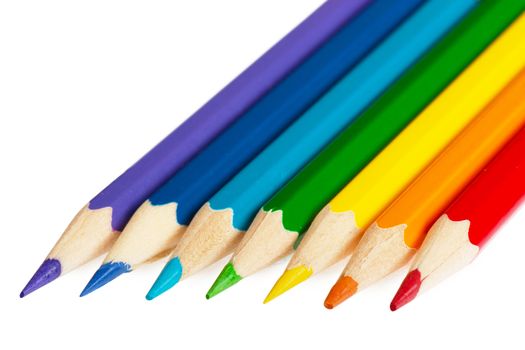 Colorful pencils isolated over white background