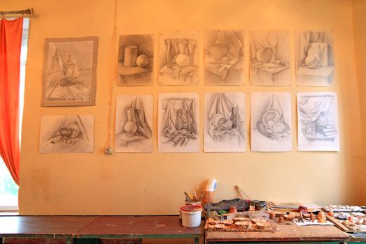artist studio in old building