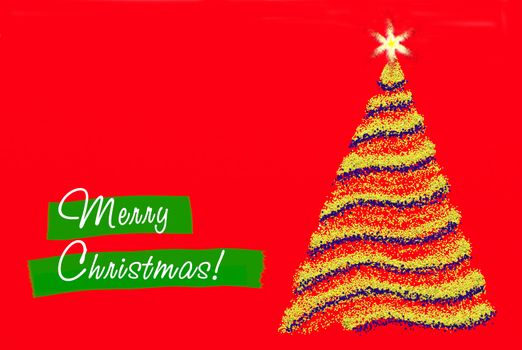 Christmas greeting on the red background